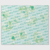 Grün Personalisiert frohe Weihnachts-Script floral Geschenkpapier (Flach)