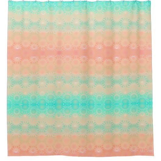 Grün, Pfirsich, Melon und Korallengeometrie Duschvorhang (Vorderseite)