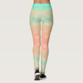 Grün, Pfirsich, Melon und Korallengeometrie Leggings (Rückseite)