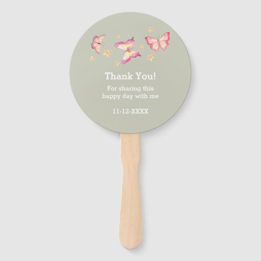 Grün pfirsichfarbene Schmetterlingsdusche Fächer (Rückseite)