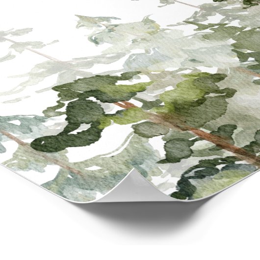 Grün-Pinienwald in Wasserfarbe Willkommen Poster (Ecke)