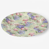 Grün Pink Aquarell Blumen Vintage Pappteller (Schrägansicht)