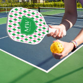 Grün Pink Argyle Monogramm Pickleball Schläger
