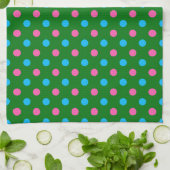 Grün Pink Blau Polka-Punkt-Muster Geschirrtuch (Gefaltet)
