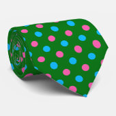 Grün Pink Blau Polka-Punkt-Muster Krawatte (Gerollt)