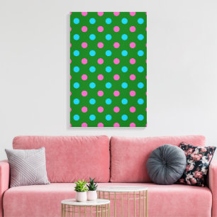 Grün Pink Blau Polka-Punkt-Muster Leinwanddruck