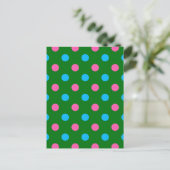 Grün Pink Blau Polka-Punkt-Muster Postkarte (Stehend Vorderseite)
