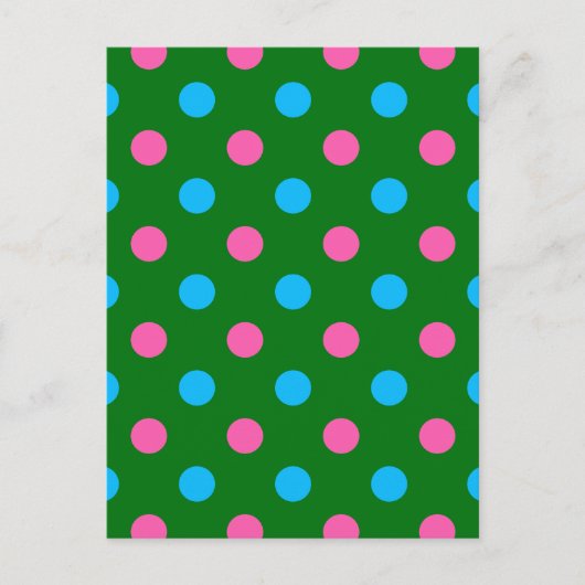 Grün Pink Blau Polka-Punkt-Muster Postkarte (Vorderseite)