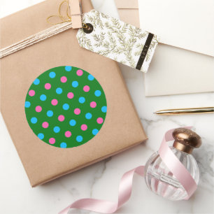 Grün Pink Blau Polka-Punkt-Muster Runder Aufkleber