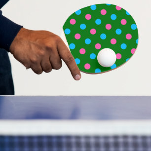 Grün Pink Blau Polka-Punkt-Muster Tischtennis Schläger