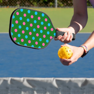 Grün Pink Blau Punkte Muster Pickleball Schläger