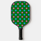 Grün Pink Blau Punkte Muster Pickleball Schläger (Vorderseite)