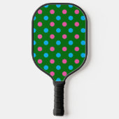 Grün Pink Blau Punkte Muster Pickleball Schläger (Rückseite)