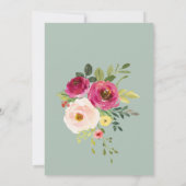 Grün Pink Blush Bloral Die Hochzeit von Einladung (Rückseite)