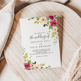 Grün Pink Blush Bloral Die Hochzeit von Einladung