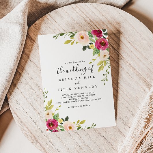 Grün Pink Blush Bloral Die Hochzeit von Einladung