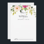 Grün Pink Blush Bloral Wedding Brunnen Wünsche Hinweiskarte<br><div class="desc">Diese grüne rosa blaue Blumenhochzeit wünscht sich einen Gutschein für eine einfache Hochzeit. Das Design ist handbemalt illustrierte, schöne rosa, rot-gelbe und grüne Peonies. Diese Karten sind ideal für Hochzeiten, Brautparty, Babydusche, Graduiertenfest u.v.m. Personalisieren Sie die Karten mit den Namen der Braut und Bräutigam, den Eltern, die Sie werden oder...</div>