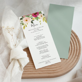 Grün Pink Blush Blues Abendessen Menükarte