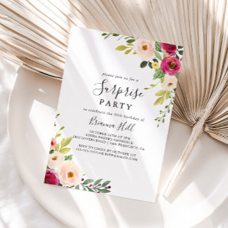 Grün Pink Blush Blumenüberraschung Party Einladung