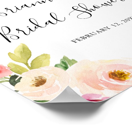 Grün Pink Blush Brautparty Willkommenspender Poster (Ecke)