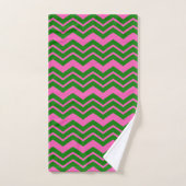 Grün Pink Chevron Zickzack-Design Badhandtuch Set (Handtuch)