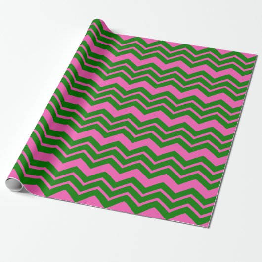 Grün Pink Chevron Zickzack-Design Geschenkpapier (Ungerollt)