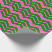 Grün Pink Chevron Zickzack-Design Geschenkpapier (Ecke)