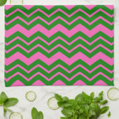 Grün Pink Chevron Zickzack Design  Geschirrtuch (Gefaltet)