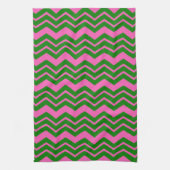 Grün Pink Chevron Zickzack Design  Geschirrtuch (Vertikal)