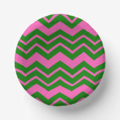 Grün Pink Chevron Zickzack-Design Pappteller (Vorderseite)