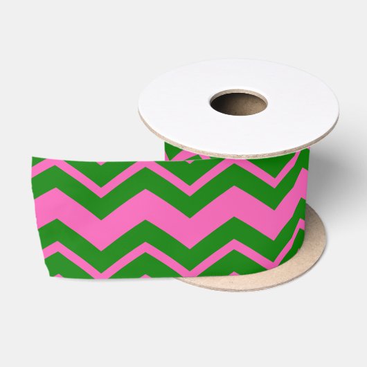 Grün Pink Chevron Zickzack-Design Satinband (Spule)