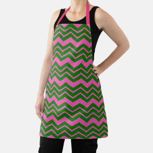 Grün Pink Chevron Zickzack-Design Schürze (InSitu)