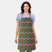 Grün Pink Chevron Zickzack-Design Schürze (Getragen)