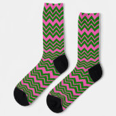 Grün Pink Chevron Zickzack Design  Socken (Linkes Detail)
