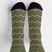 Grün Pink Chevron Zickzack Design  Socken (Oben)