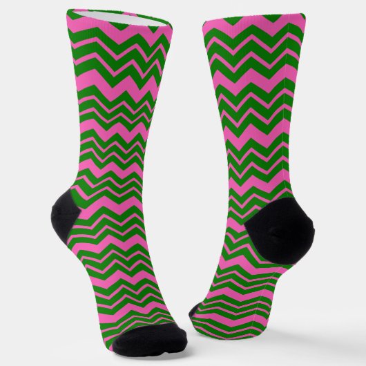 Grün Pink Chevron Zickzack Design  Socken (Gewinkelt)