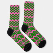 Grün Pink Chevron Zickzack Design  Socken (Rechts)