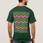 Grün Pink Chevron Zickzack-Design T-Shirt (Rückseite)