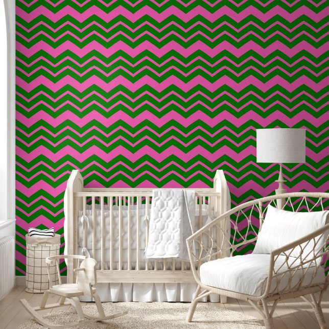 Grün Pink Chevron Zickzack Design  Tapete (Kinder)