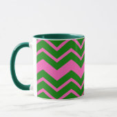 Grün Pink Chevron Zickzack Design  Tasse (Links)