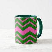 Grün Pink Chevron Zickzack Design  Tasse (VorderseiteRechts)