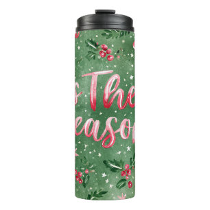Grün Pink Ist Die Saison Weihnachten Thermosbecher