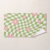 Grün Pink Kariert Floral Badhandtuch Set (Handtuch)