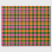 Grün Pink Orange Karo Tartan Design Geschenkpapier (Flach)