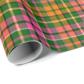 Grün Pink Orange Karo Tartan Design Geschenkpapier (Rolleneckpunkt)