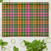 Grün Pink Orange Karo Tartan Design Geschirrtuch (Gefaltet)