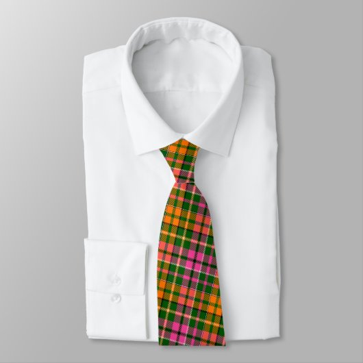 Grün Pink Orange Karo Tartan Design Krawatte (Gebunden)