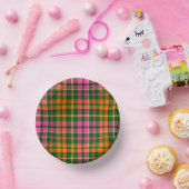 Grün Pink Orange Karo Tartan Design Pappteller (Party)