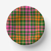 Grün Pink Orange Karo Tartan Design Pappteller (Vorderseite)