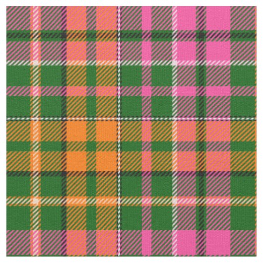 Grün Pink Orange Karo Tartan Design  Stoff (Nahaufnahme)